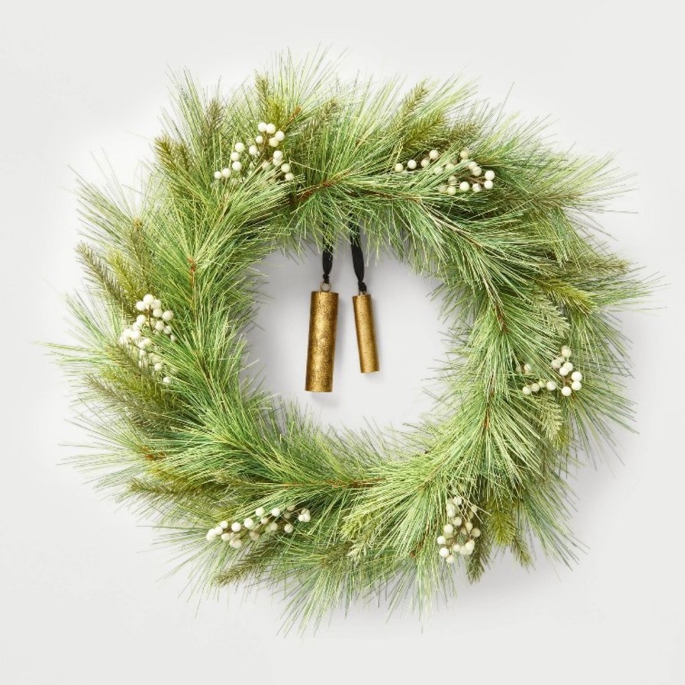 24” Needle Pine and Snowberry Seasonal Faux Wreath -Hearth & Hand w/Magnolia